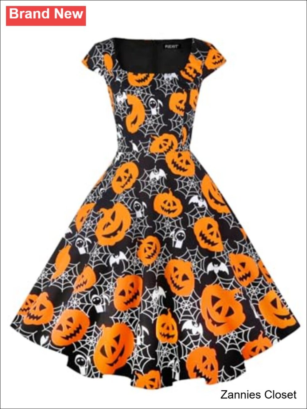 👻 PUKAVT 1950s Retro Swing Cocktail Dress Pleated Flared Hem Backless